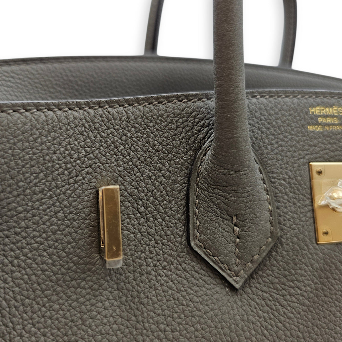 Birkin 25 Gris Meyer in Togo Permabrass hardware