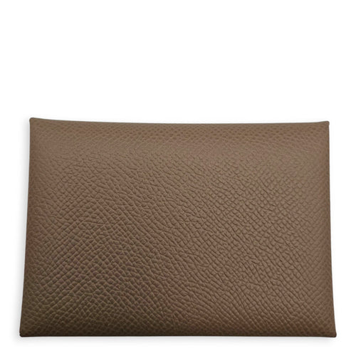 Calvi Duo Etoupe Card Holder in Epsom Palladium hardware
