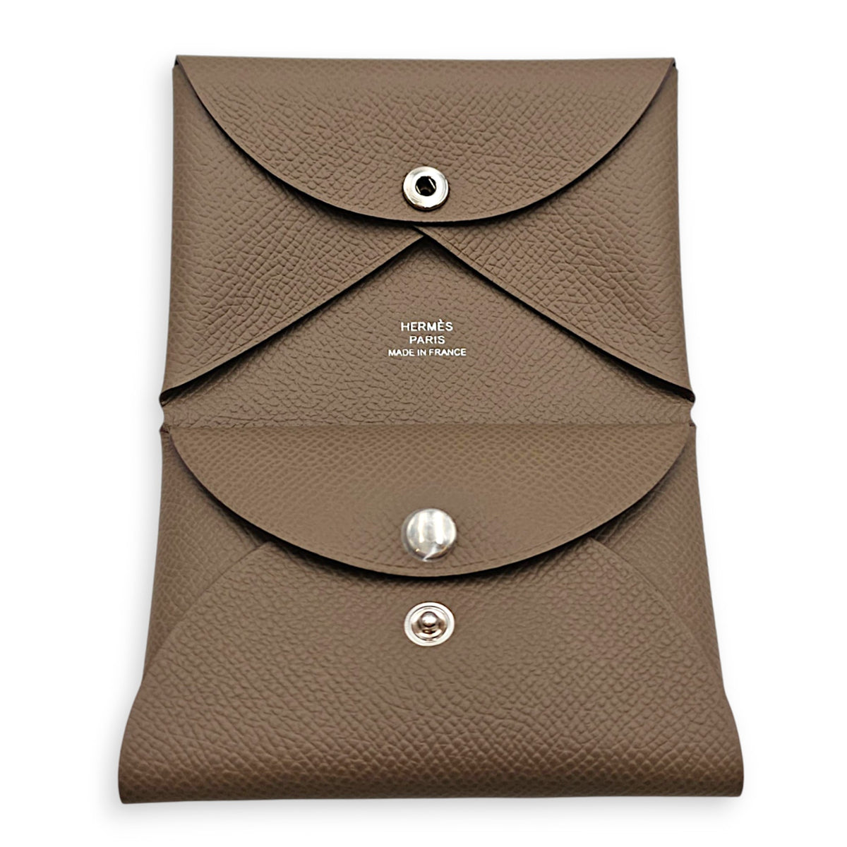Calvi Duo Etoupe Card Holder in Epsom Palladium hardware