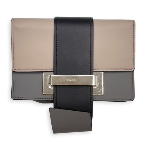Plex Ribbon  Grey Shoulder Bag in Calfskin Silver hardware