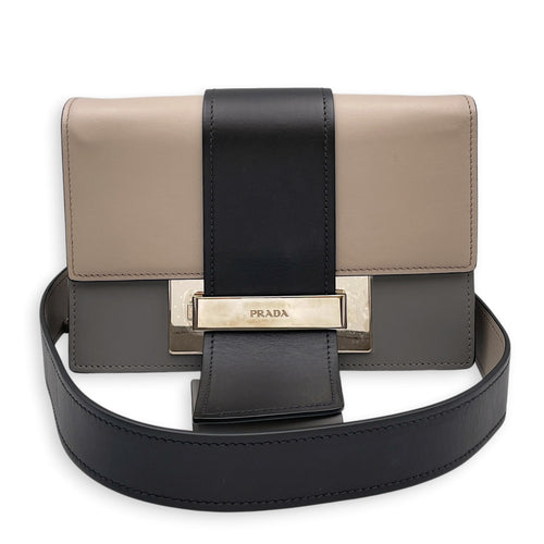 Plex Ribbon  Grey Shoulder Bag in Calfskin Silver hardware