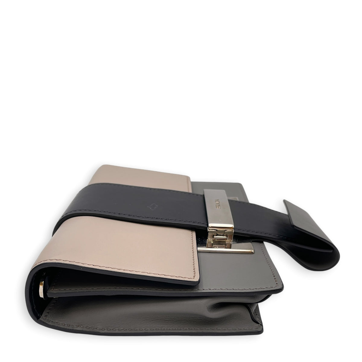 Plex Ribbon  Grey Shoulder Bag in Calfskin Silver hardware