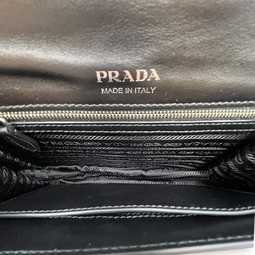 Plex Ribbon  Grey Shoulder Bag in Calfskin Silver hardware