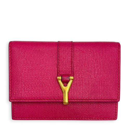 Ligue Y  Pink Card Holder in Calfskin Gold hardware