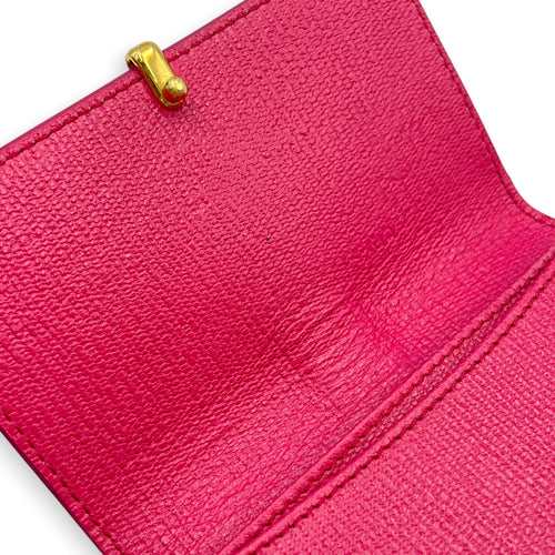 Ligue Y  Pink Card Holder in Calfskin Gold hardware