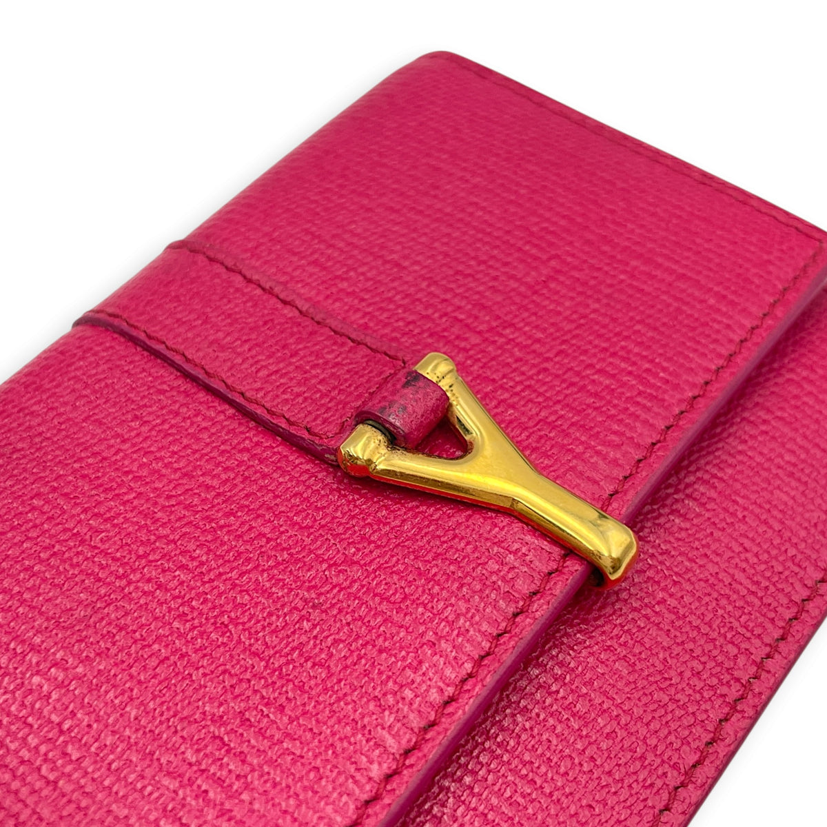 Ligue Y  Pink Card Holder in Calfskin Gold hardware