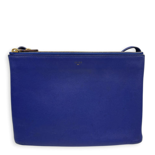 Trio Blue Shoulder Bag in Calfskin Gold hardware