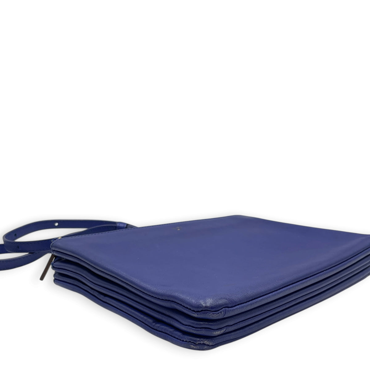 Trio Blue Shoulder Bag in Calfskin Gold hardware