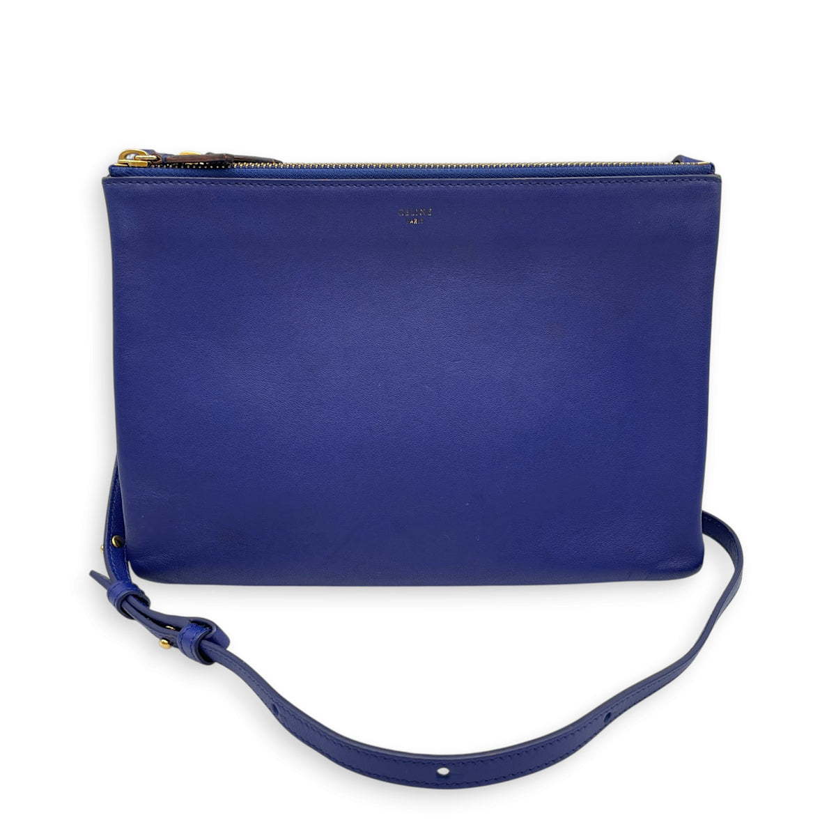 Trio Blue Shoulder Bag in Calfskin Gold hardware