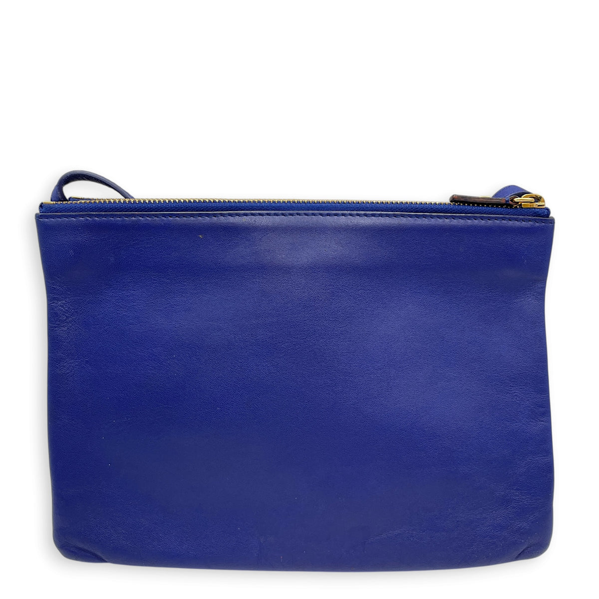 Trio Blue Shoulder Bag in Calfskin Gold hardware