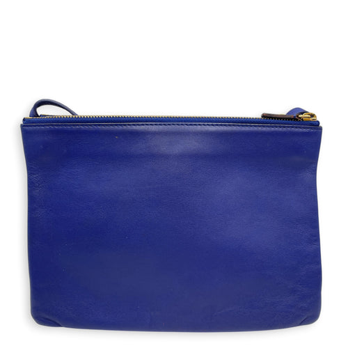 Trio Blue Shoulder Bag in Calfskin Gold hardware