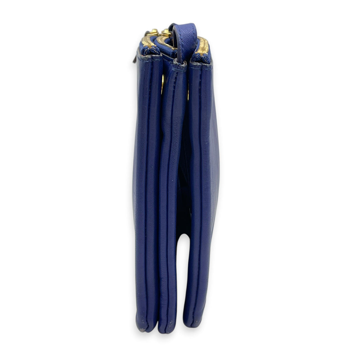 Trio Blue Shoulder Bag in Calfskin Gold hardware