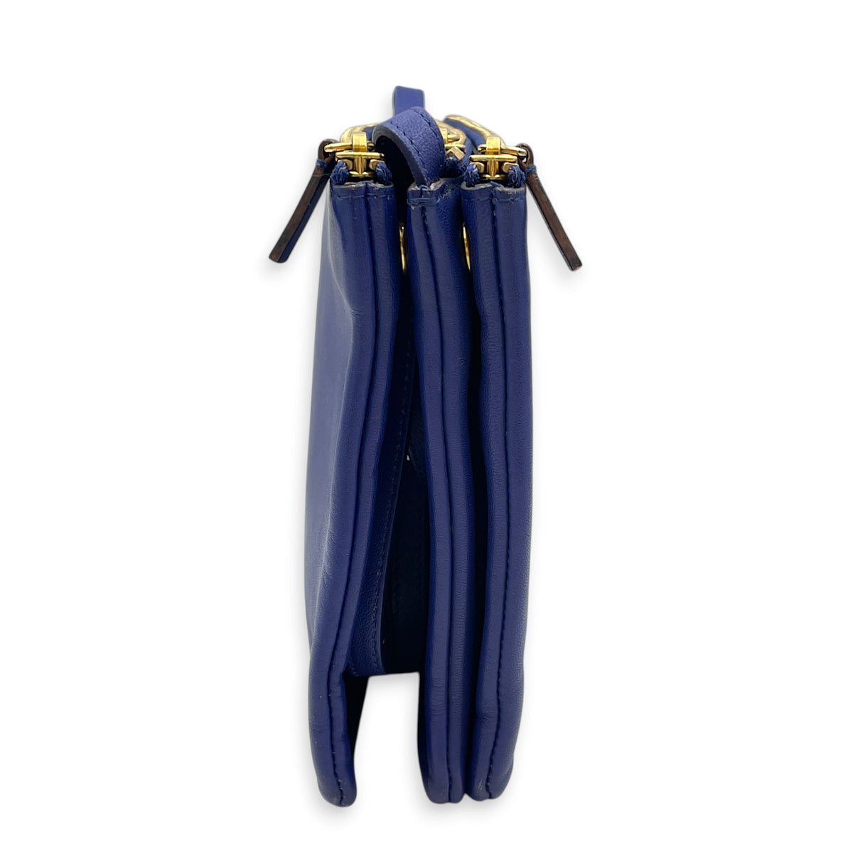 Trio Blue Shoulder Bag in Calfskin Gold hardware