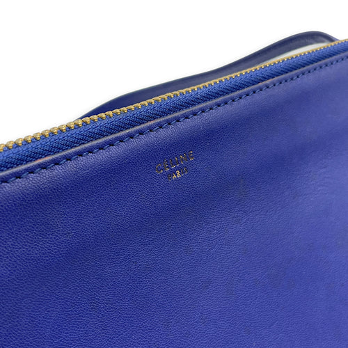 Trio Blue Shoulder Bag in Calfskin Gold hardware