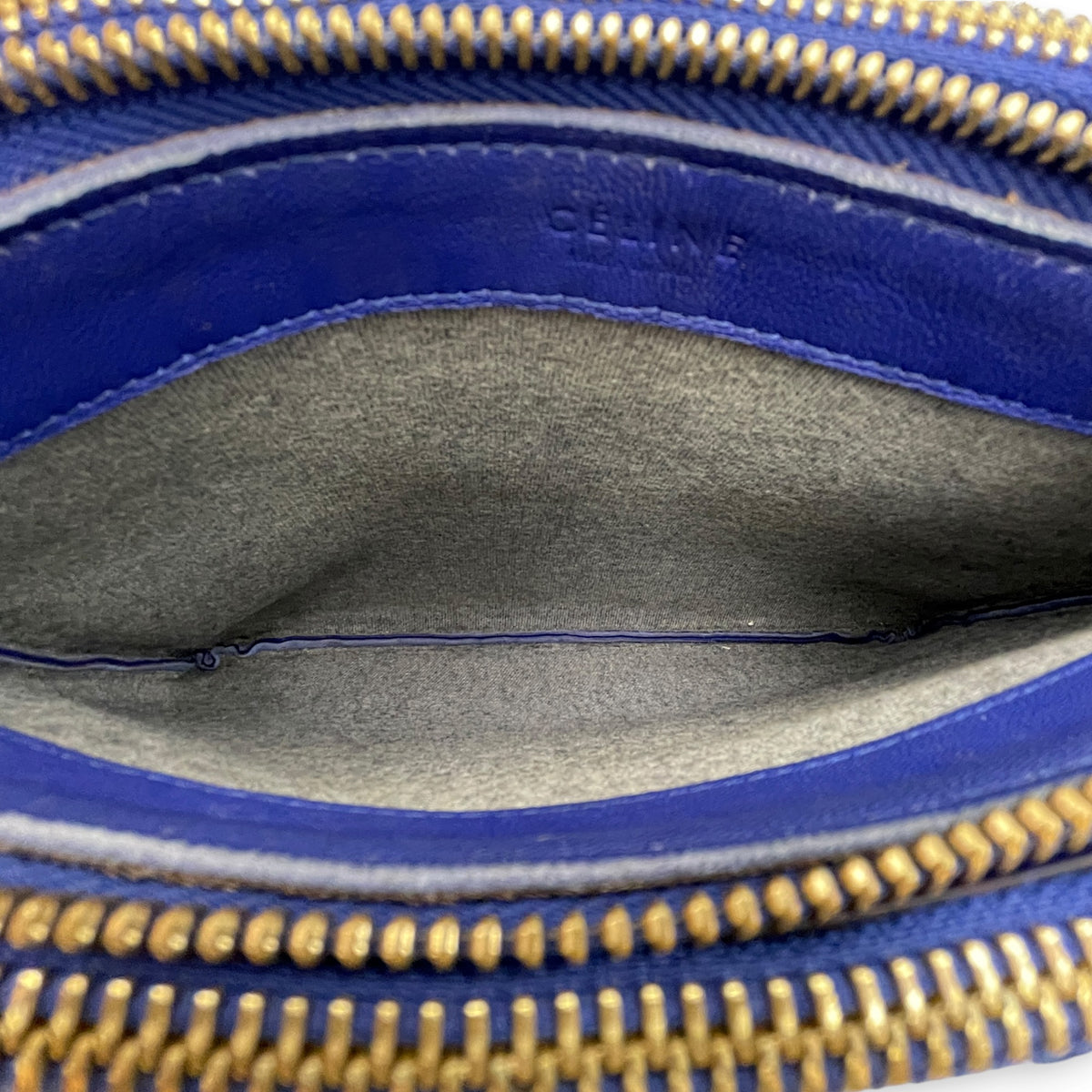 Trio Blue Shoulder Bag in Calfskin Gold hardware