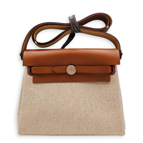 Herbag Mini Fauve/Beige-Ecru  in Vache Hunter/Toile Palladium hardware