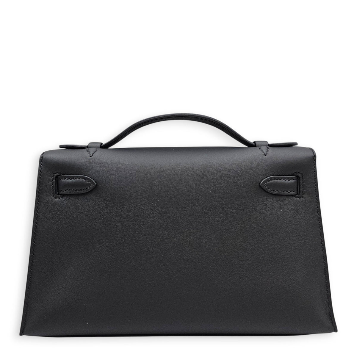 Kelly Pochette 18 Noir in Swift Palladium hardware