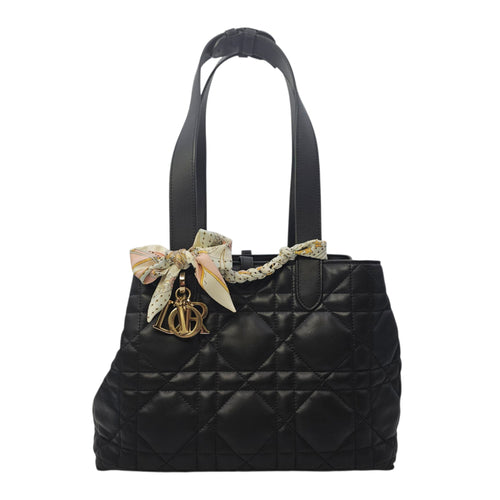 Toujours Medium Black Tote Bag in Calfskin Gold hardware