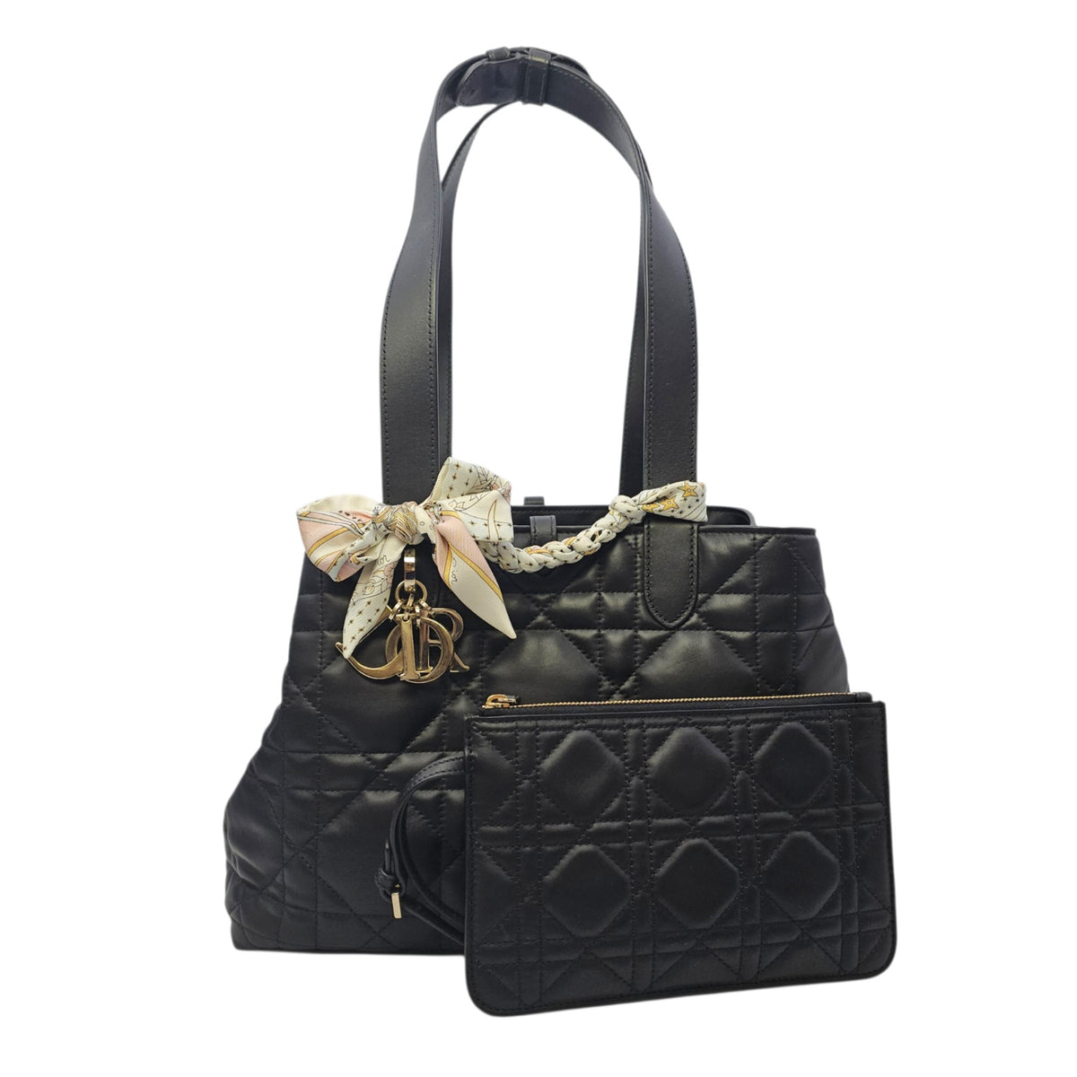 Toujours Medium Black Tote Bag in Calfskin Gold hardware