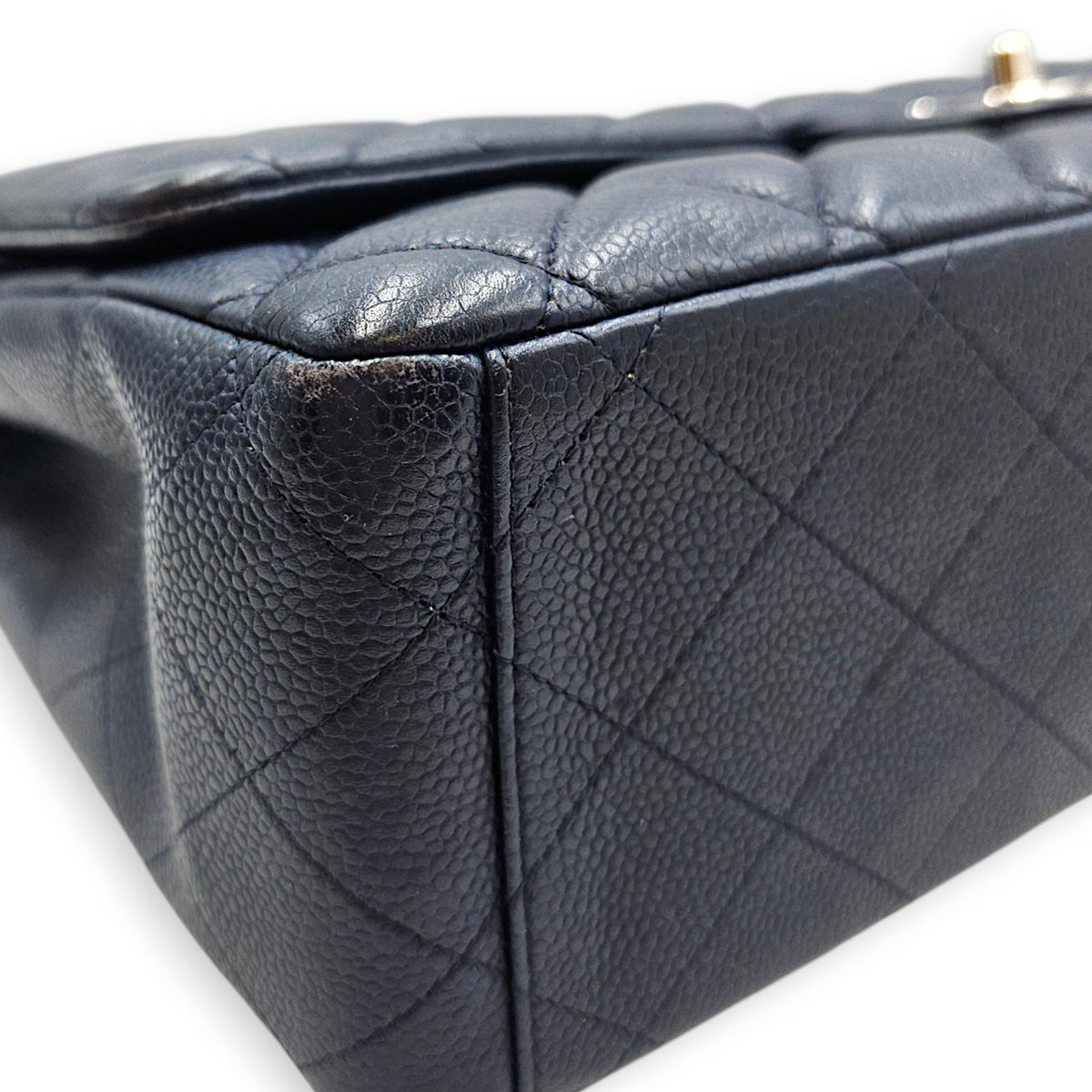 Classic (Double Flap) Maxi Navy Blue Shoulder Bag in Caviar Leather Silver hardware
