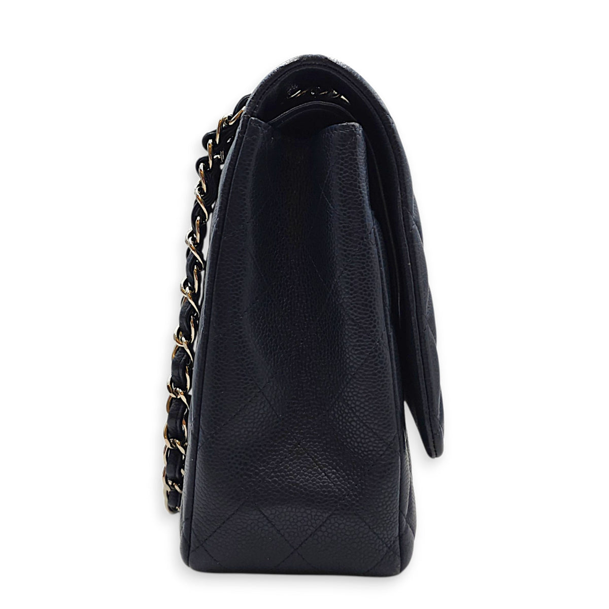 Classic (Double Flap) Maxi Navy Blue Shoulder Bag in Caviar Leather Silver hardware