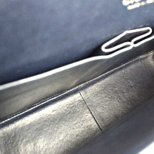Classic (Double Flap) Maxi Navy Blue Shoulder Bag in Caviar Leather Silver hardware