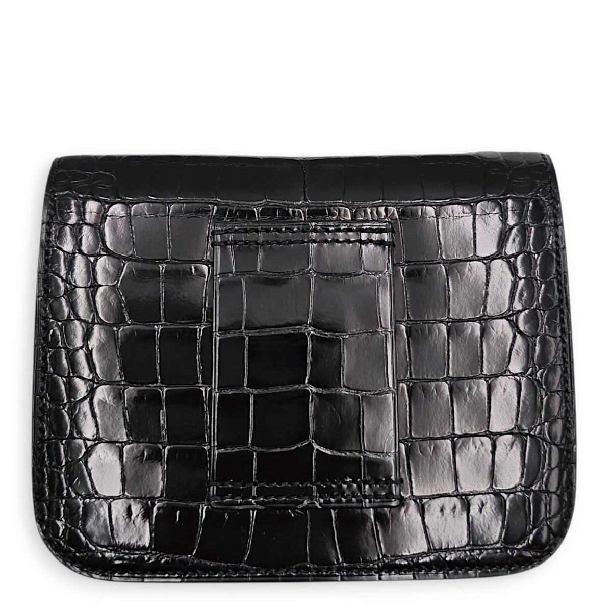 Constance Slim  Noir Wallet in Shiny Alligator Palladium hardware
