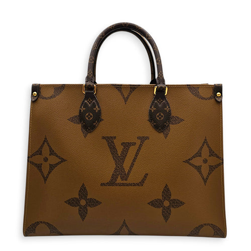 OnTheGo MM Brown Tote Bag in Monogram Coated Canvas Gold hardware