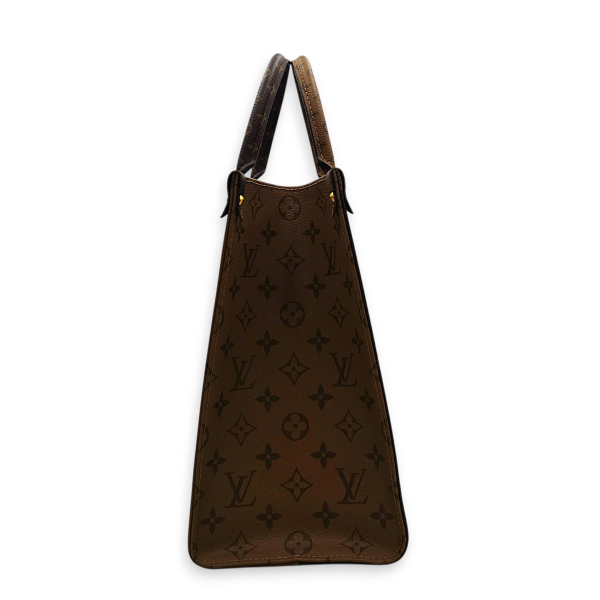 OnTheGo MM Brown Tote Bag in Monogram Coated Canvas Gold hardware