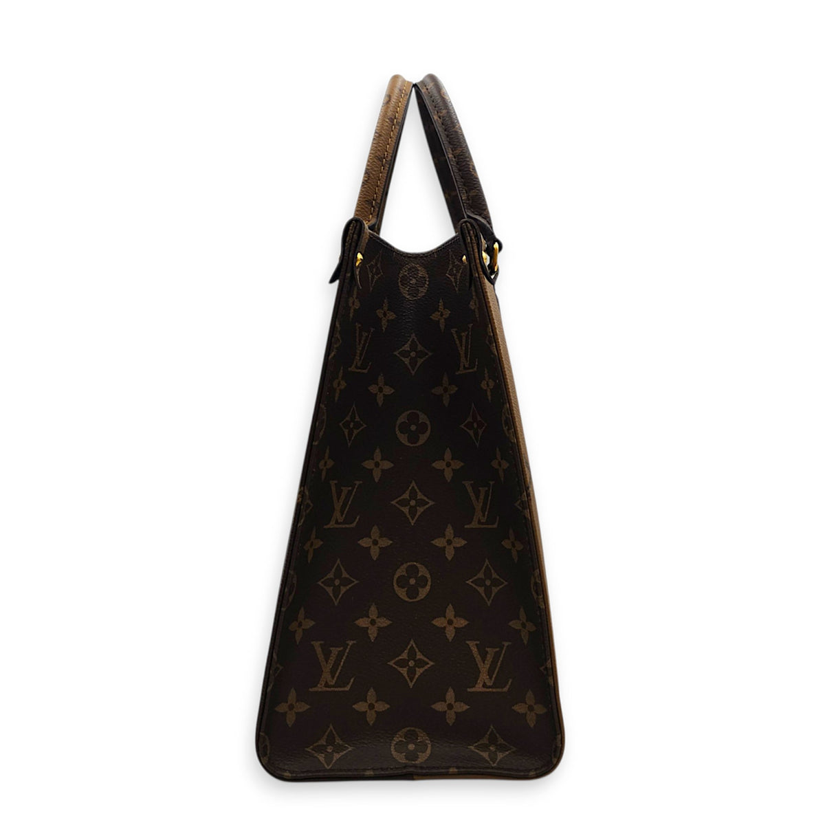 OnTheGo MM Brown Tote Bag in Monogram Coated Canvas Gold hardware