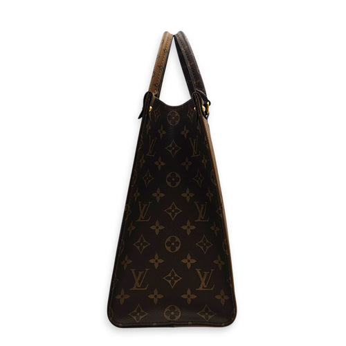 OnTheGo MM Brown Tote Bag in Monogram Coated Canvas Gold hardware
