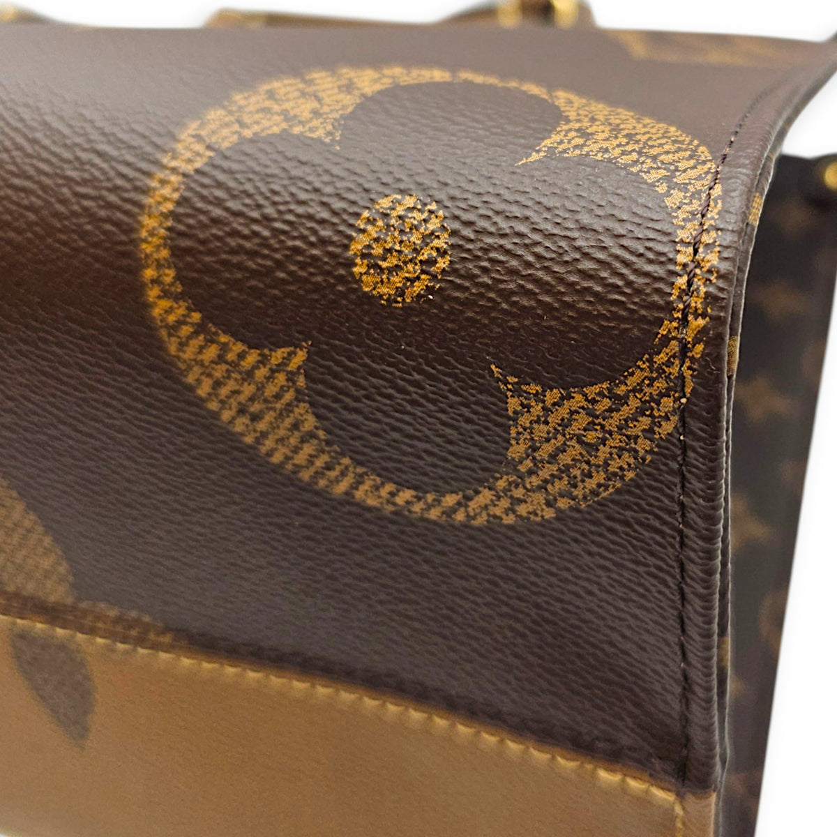 OnTheGo MM Brown Tote Bag in Monogram Coated Canvas Gold hardware
