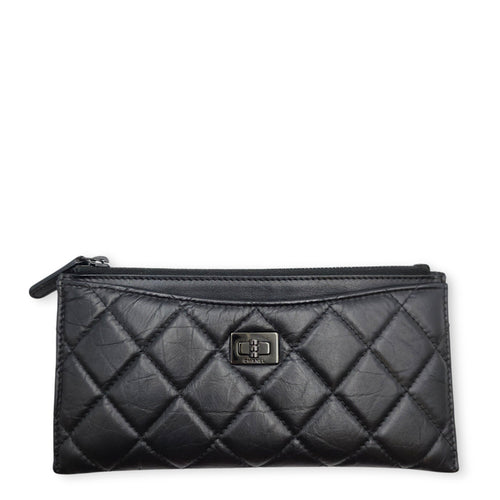 2.55 Black Wallet in Calfskin Ruthenium hardware