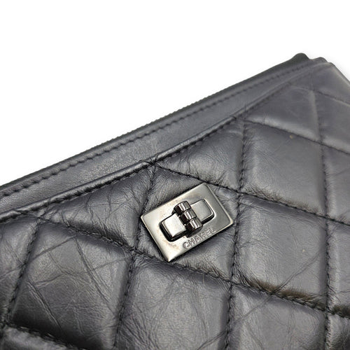 2.55 Black Wallet in Calfskin Ruthenium hardware