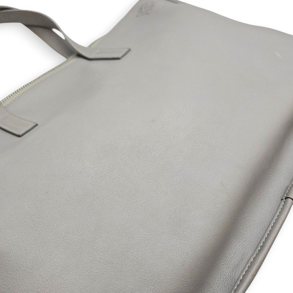 Briefcase Grey Top Handle Bag in Calfskin Silver hardware