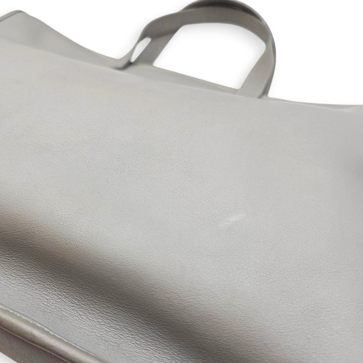 Briefcase Grey Top Handle Bag in Calfskin Silver hardware