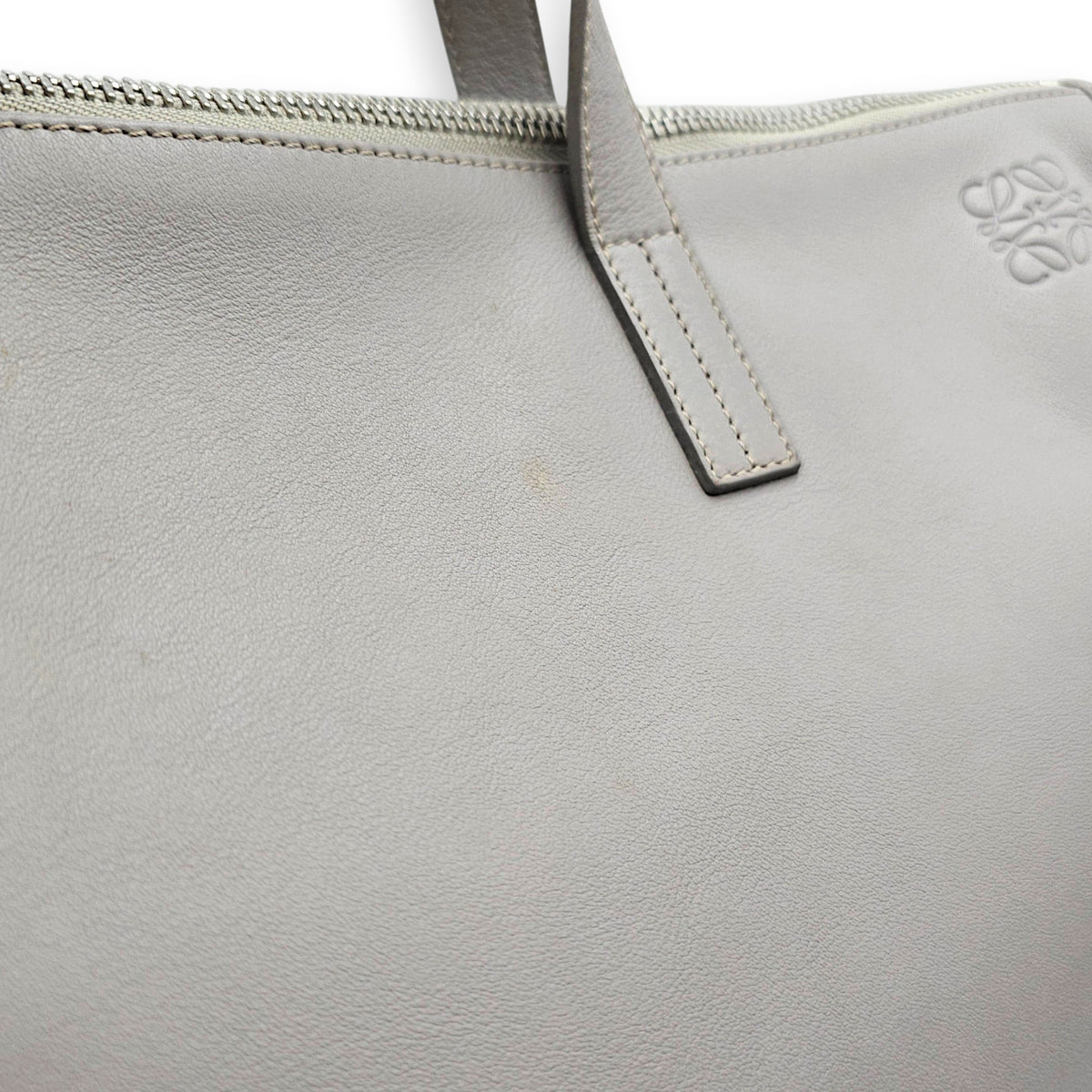 Briefcase Grey Top Handle Bag in Calfskin Silver hardware