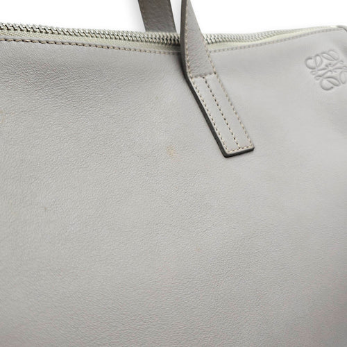 Briefcase Grey Top Handle Bag in Calfskin Silver hardware