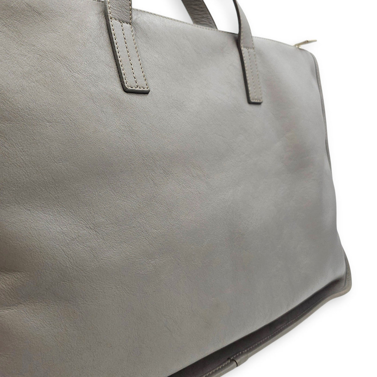 Briefcase Grey Top Handle Bag in Calfskin Silver hardware