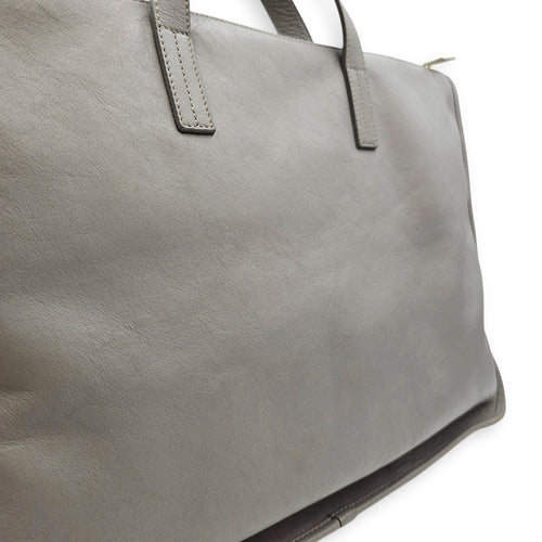 Briefcase Grey Top Handle Bag in Calfskin Silver hardware