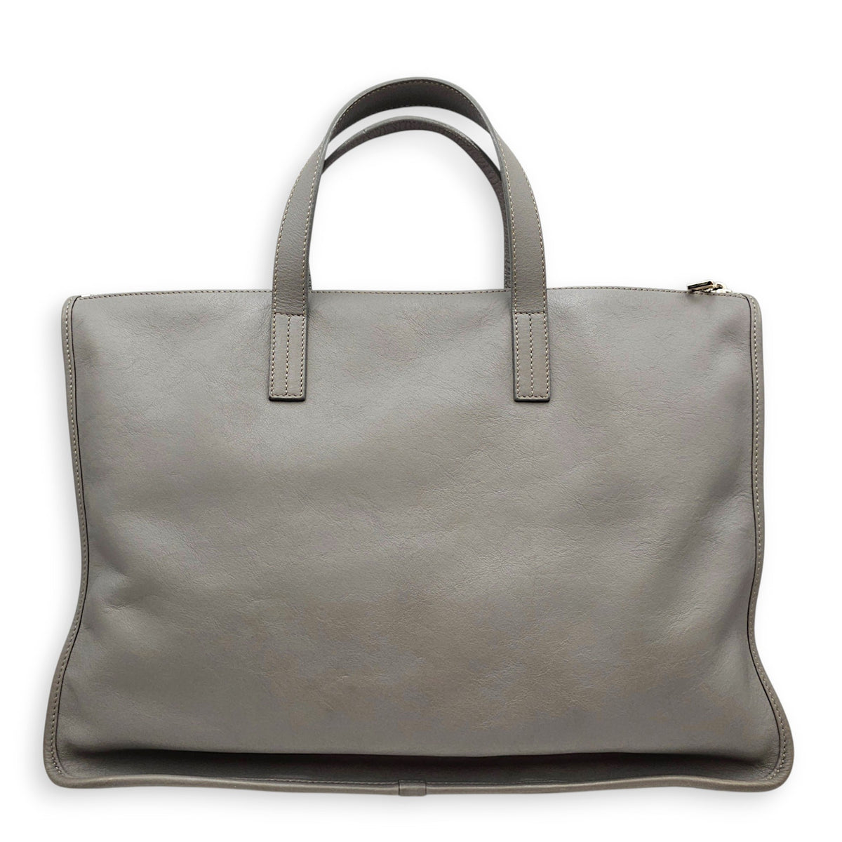 Briefcase Grey Top Handle Bag in Calfskin Silver hardware