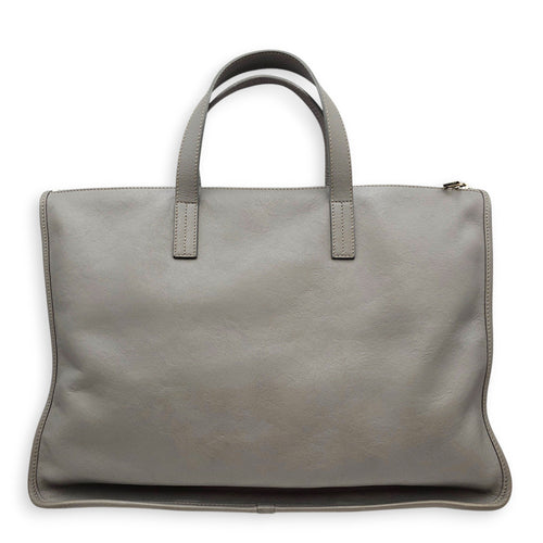 Briefcase Grey Top Handle Bag in Calfskin Silver hardware