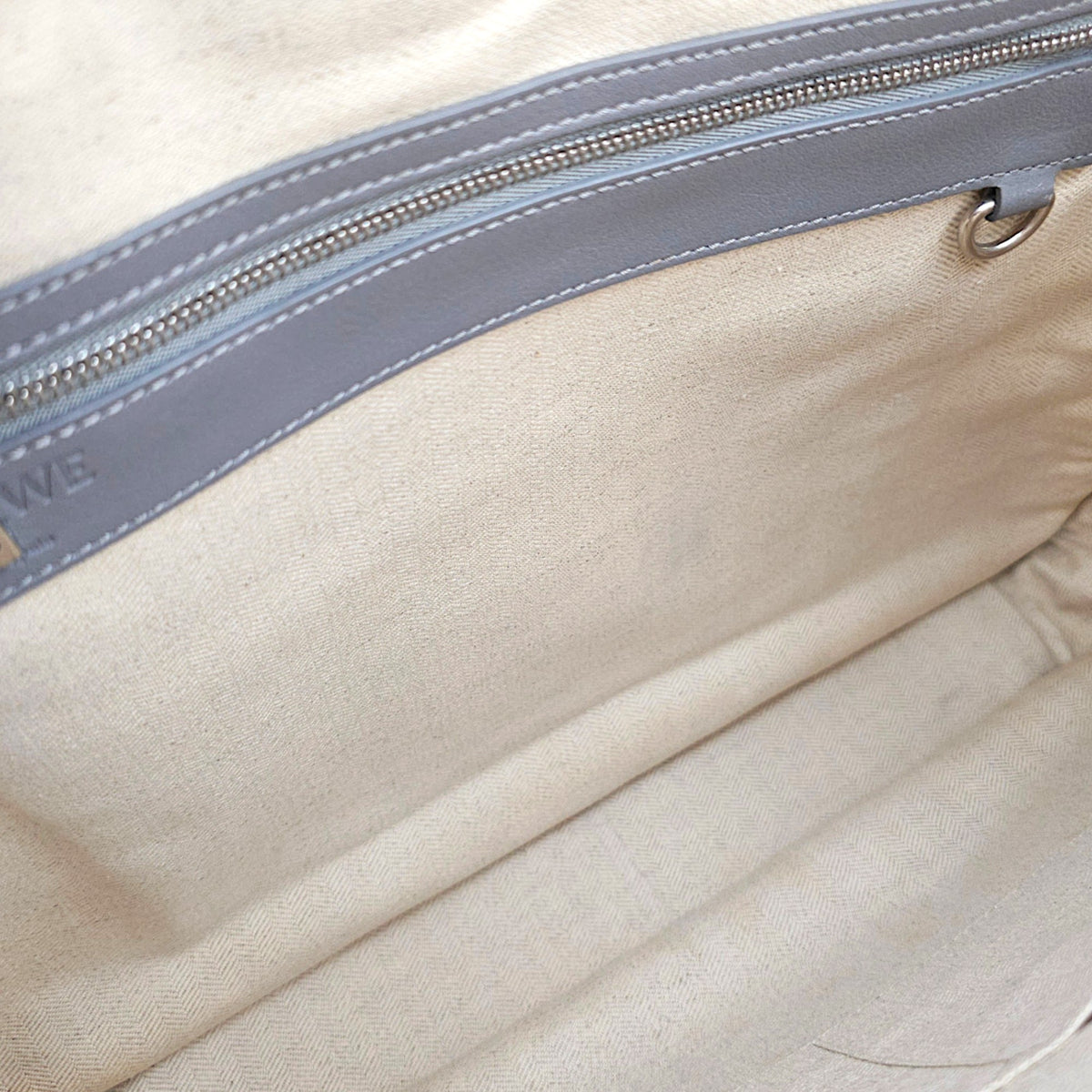 Briefcase Grey Top Handle Bag in Calfskin Silver hardware