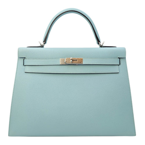 Sellier Kelly 32 Bleu Atoll in Epsom Palladium hardware