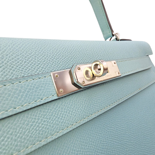 Sellier Kelly 32 Bleu Atoll in Epsom Palladium hardware