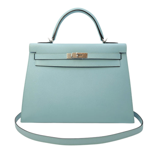 Sellier Kelly 32 Bleu Atoll in Epsom Palladium hardware