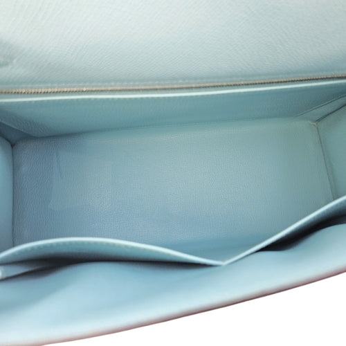 Sellier Kelly 32 Bleu Atoll in Epsom Palladium hardware