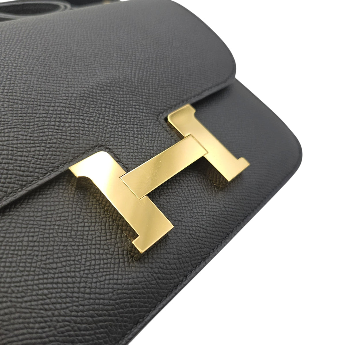 Constance Mirror 18 Noir in Epsom Gold hardware