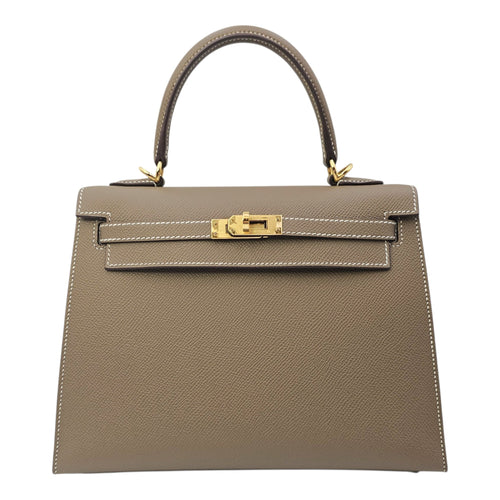 Sellier Kelly 25 Etoupe in Epsom Gold hardware