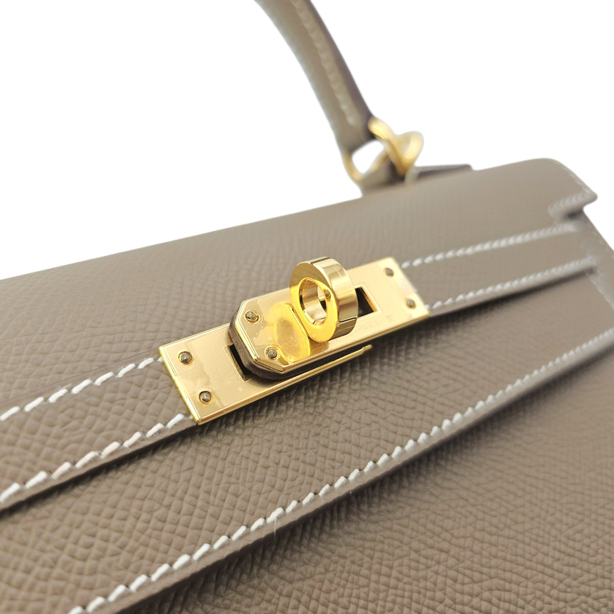 Sellier Kelly 25 Etoupe in Epsom Gold hardware